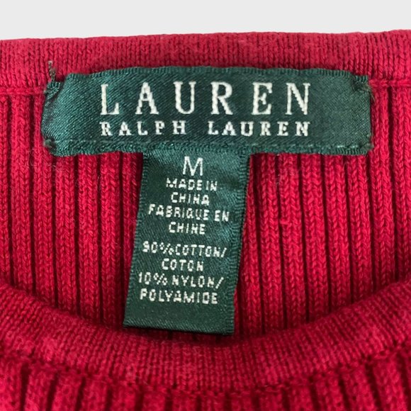 Lauren Ralph Lauren Rib-Knit Sweater Womens Medium Black White Striped Crewneck - Picture 9 of 12